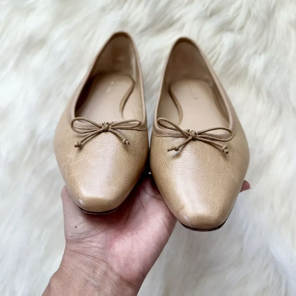 Veronica Beard Catherine Natural Leather Ballet Flat Womens Size 9.5 Minimalist